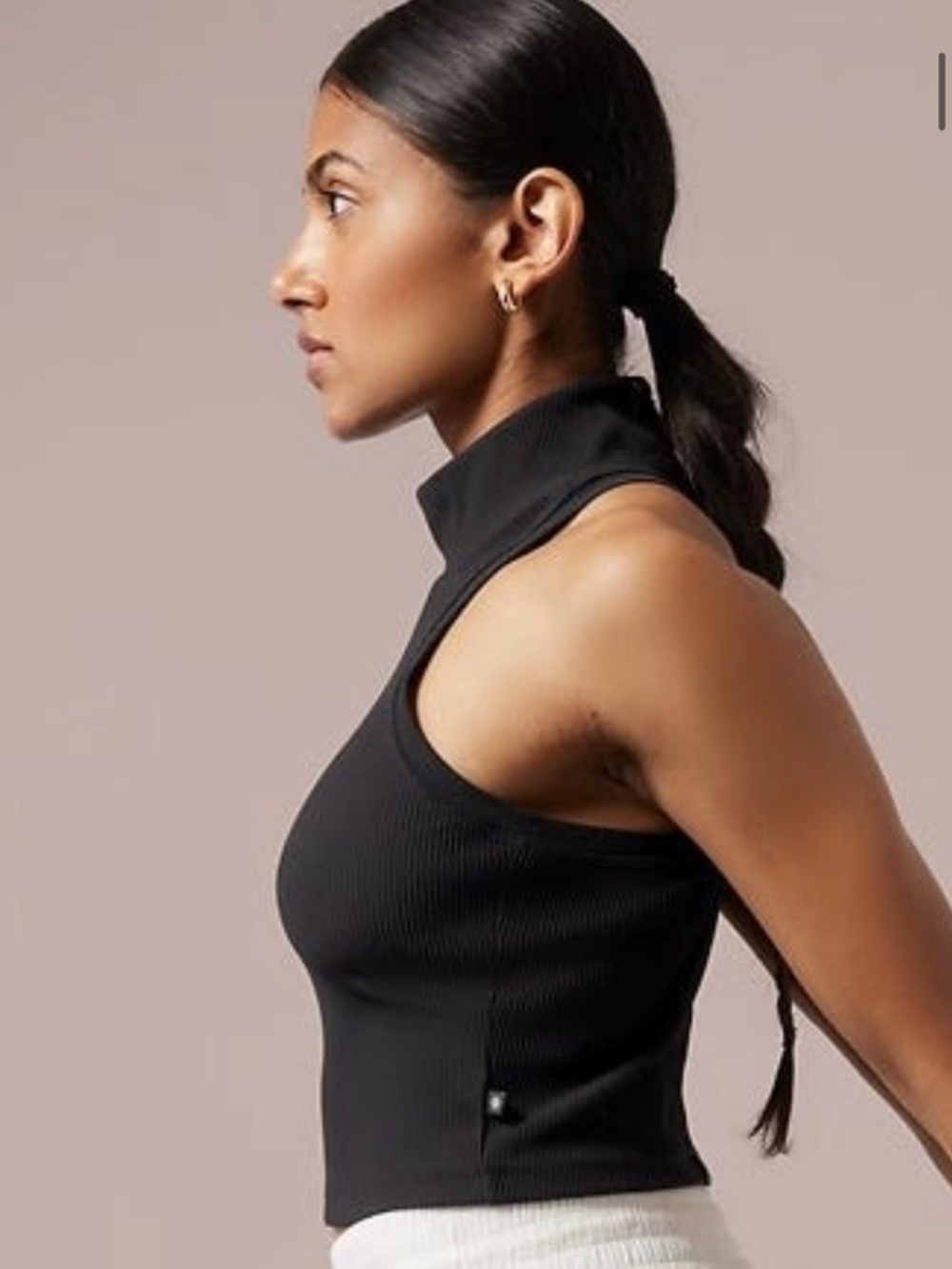Athleta x Alicia Keys black ribbed high neck tank